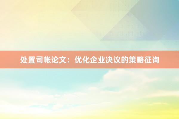 处置司帐论文：优化企业决议的策略征询